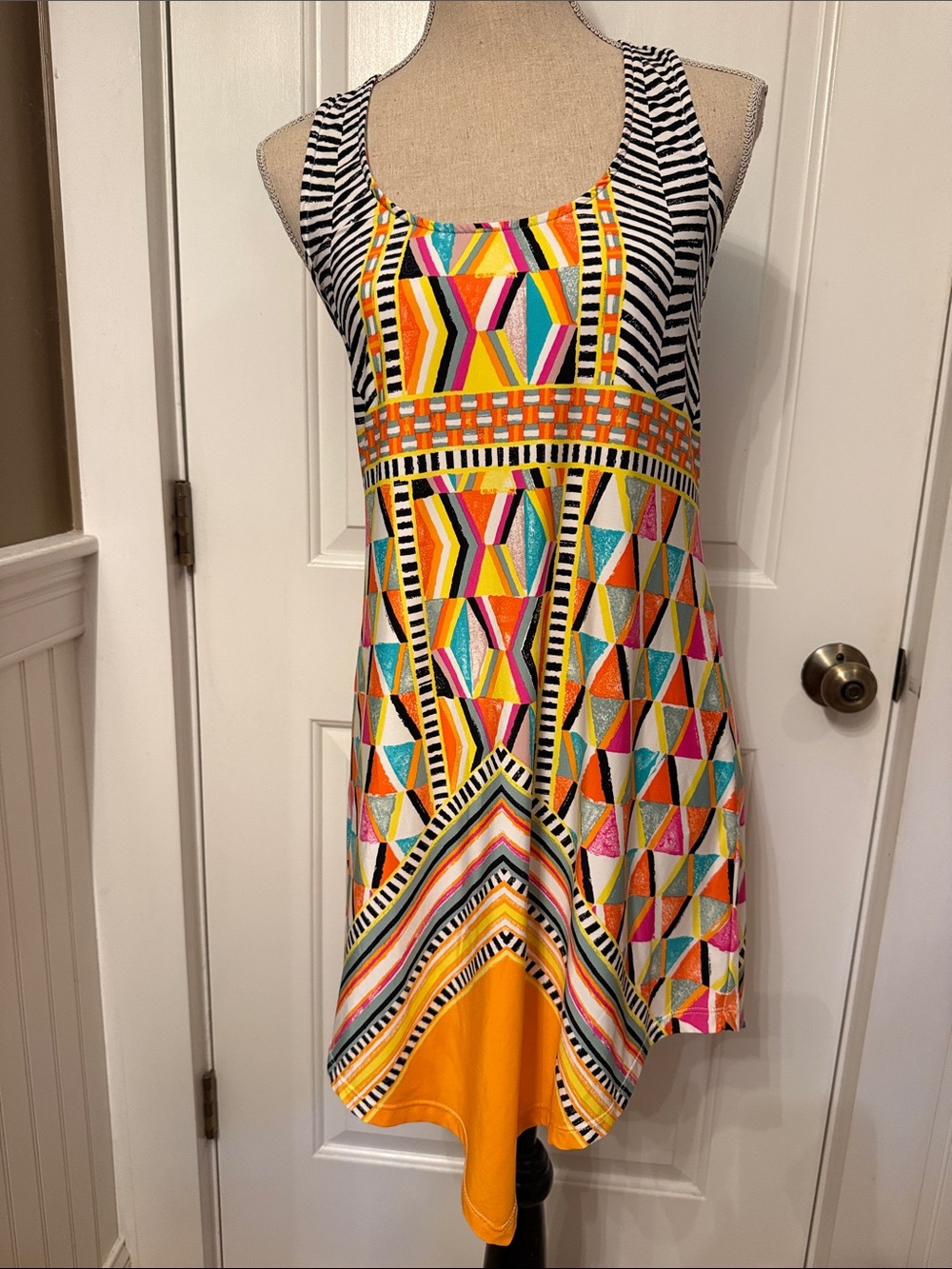 TRINA TURK SWIM COVER UP TUNIC TOP PINK WHITE ORANGE Sz M fits S*